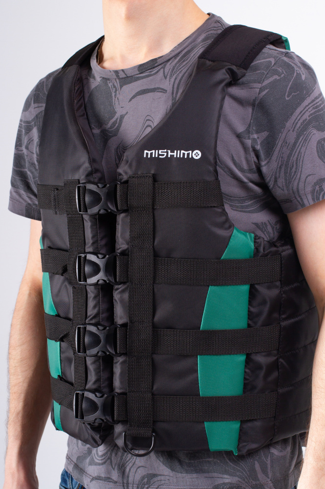 Жилет спасательный MISHIMO PRO Премиум качества Черно-зеленый в Новосибирске