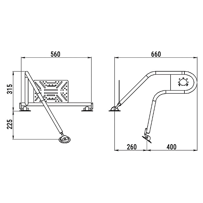 Стойка рулевая с креплением на баллон надувной лодки 25мм в Новосибирске