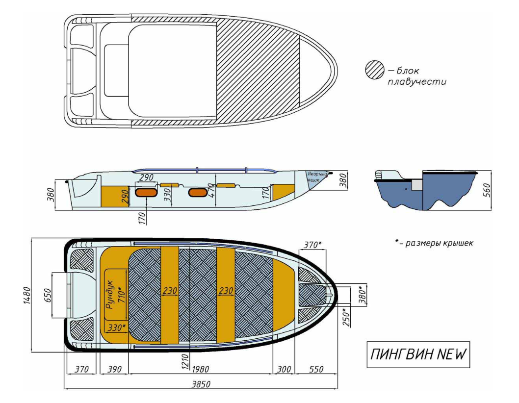 Стеклопластиковая лодка Пингвин New (тримаран) в Новосибирске