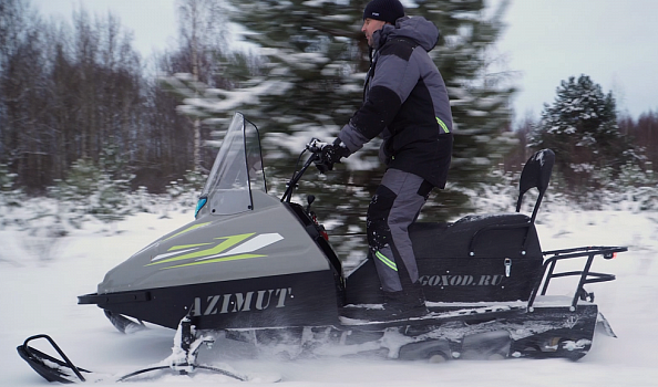 Миниснегоход Бурлак Азимут 20 л.с. , эл.запуск, реверс, тормоз гидравл, капот серый в Новосибирске
