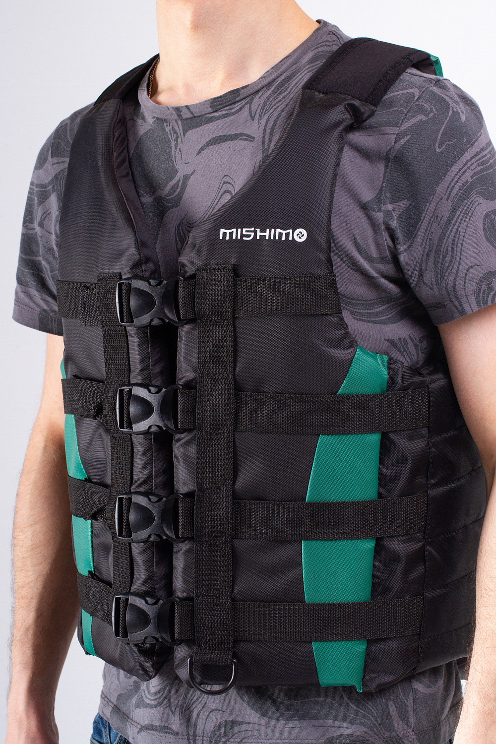 Жилет спасательный MISHIMO PRO Премиум качества Черно-зеленый в Новосибирске
