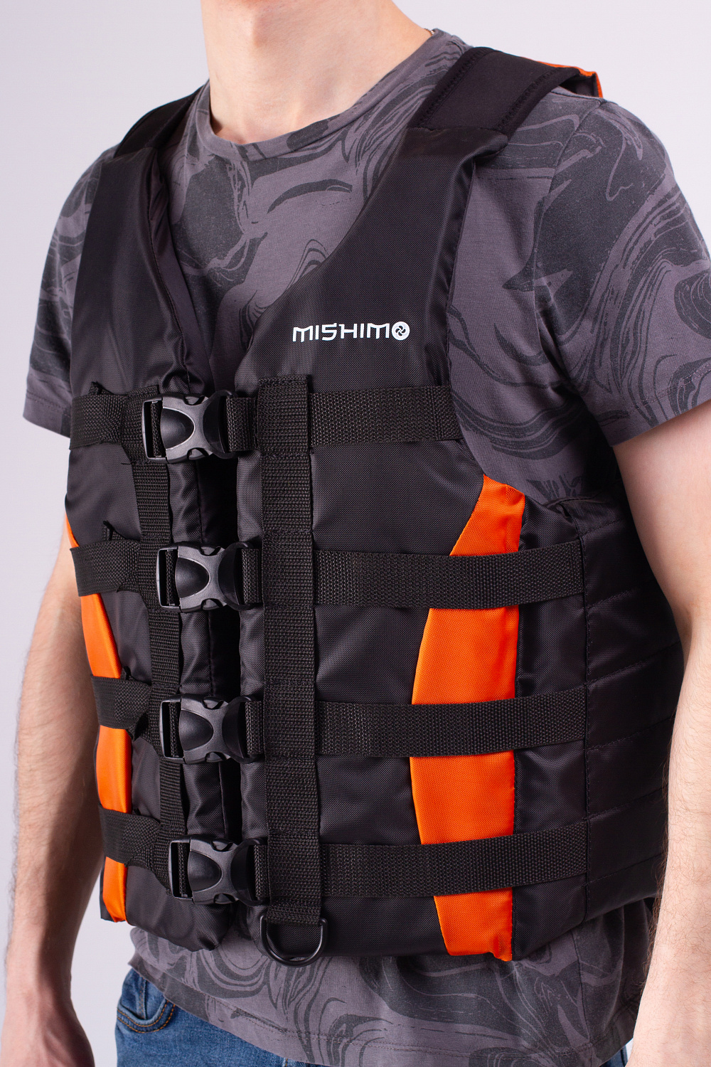 Жилет спасательный MISHIMO PRO Премиум качества Черно-оранжевый в Новосибирске