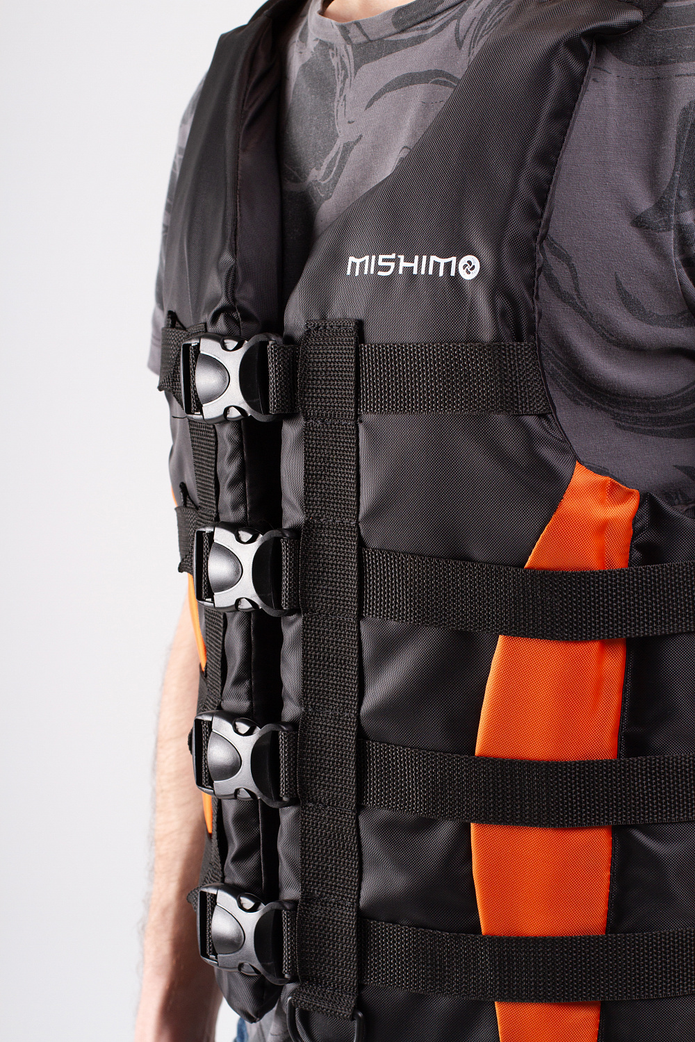 Жилет спасательный MISHIMO PRO Премиум качества Черно-оранжевый в Новосибирске