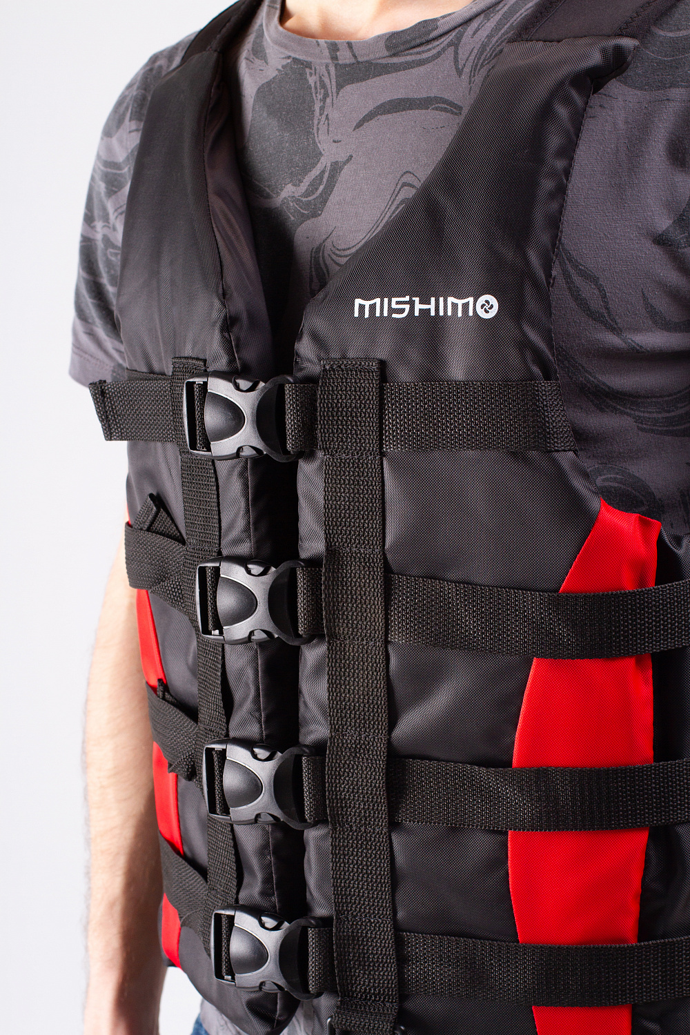 Жилет спасательный MISHIMO PRO Премиум качества Черно-красный в Новосибирске