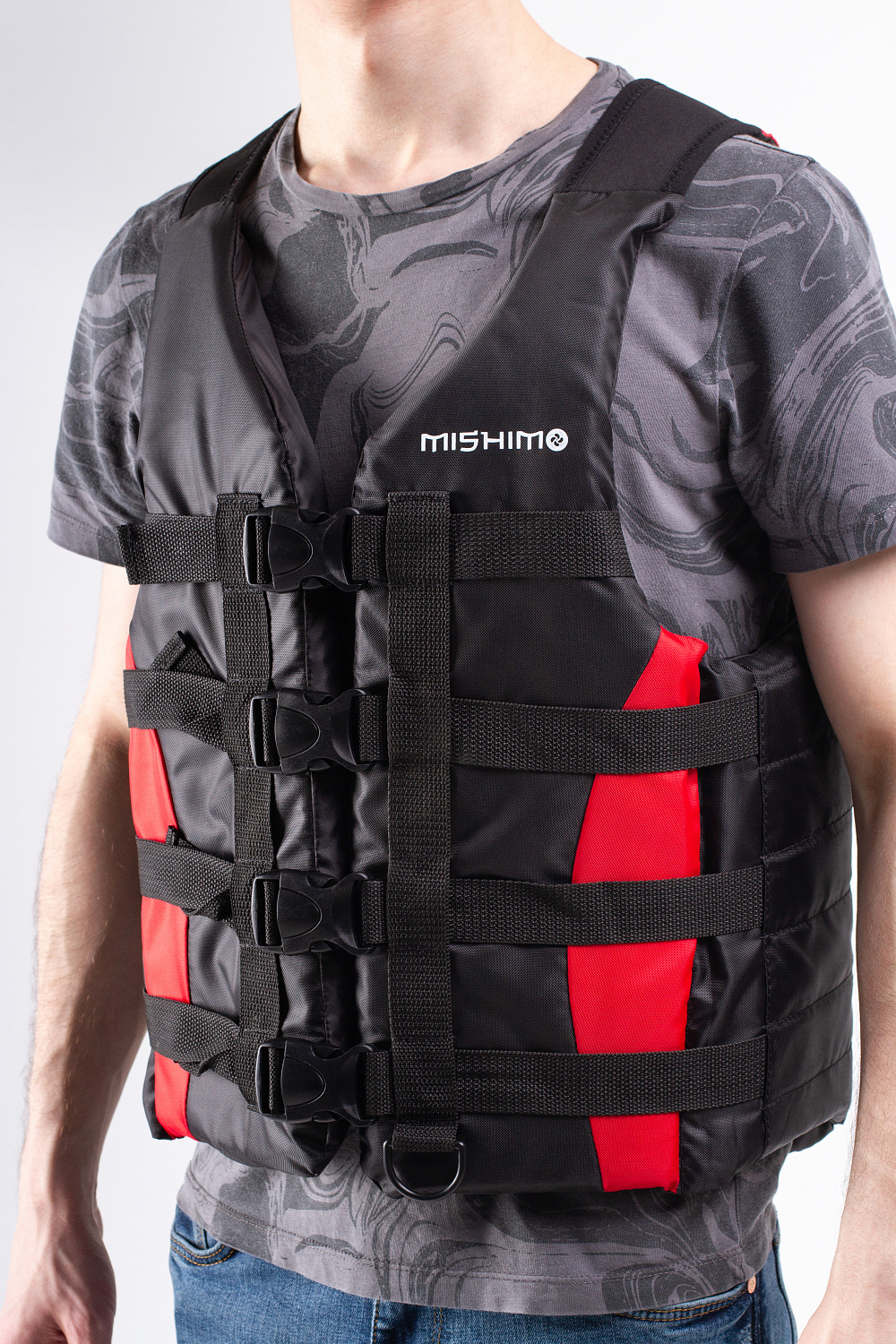 Жилет спасательный MISHIMO PRO Премиум качества Черно-красный в Новосибирске
